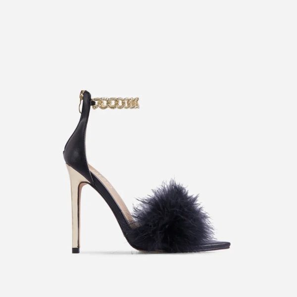 High Heels Hair Ball Pointed Stiletto Sandals